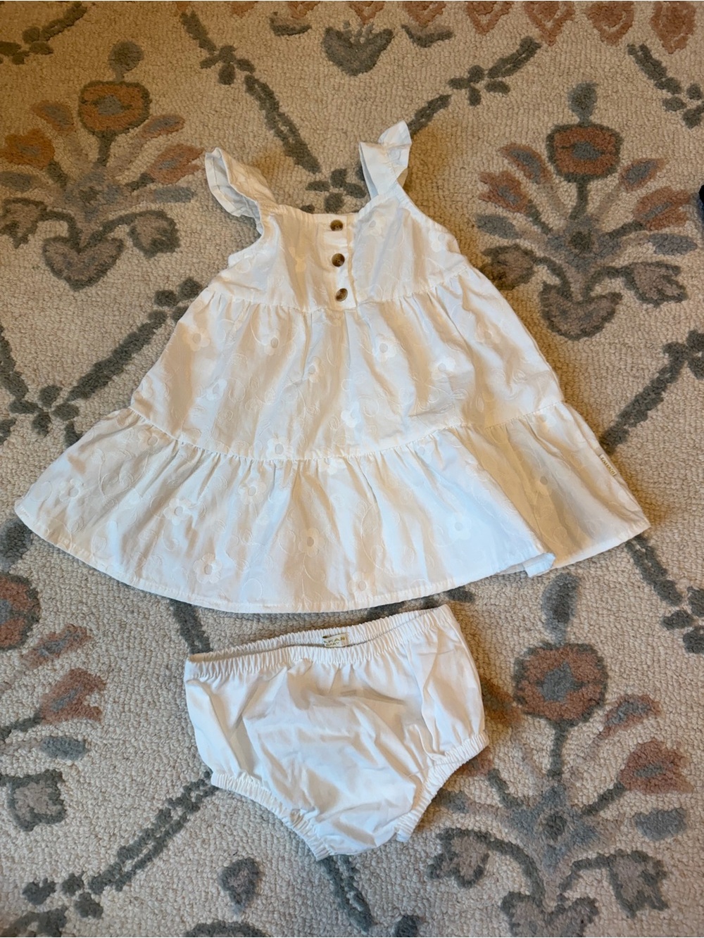 Tahari White Eyelet Dress and Bloomers Baby Matching Set